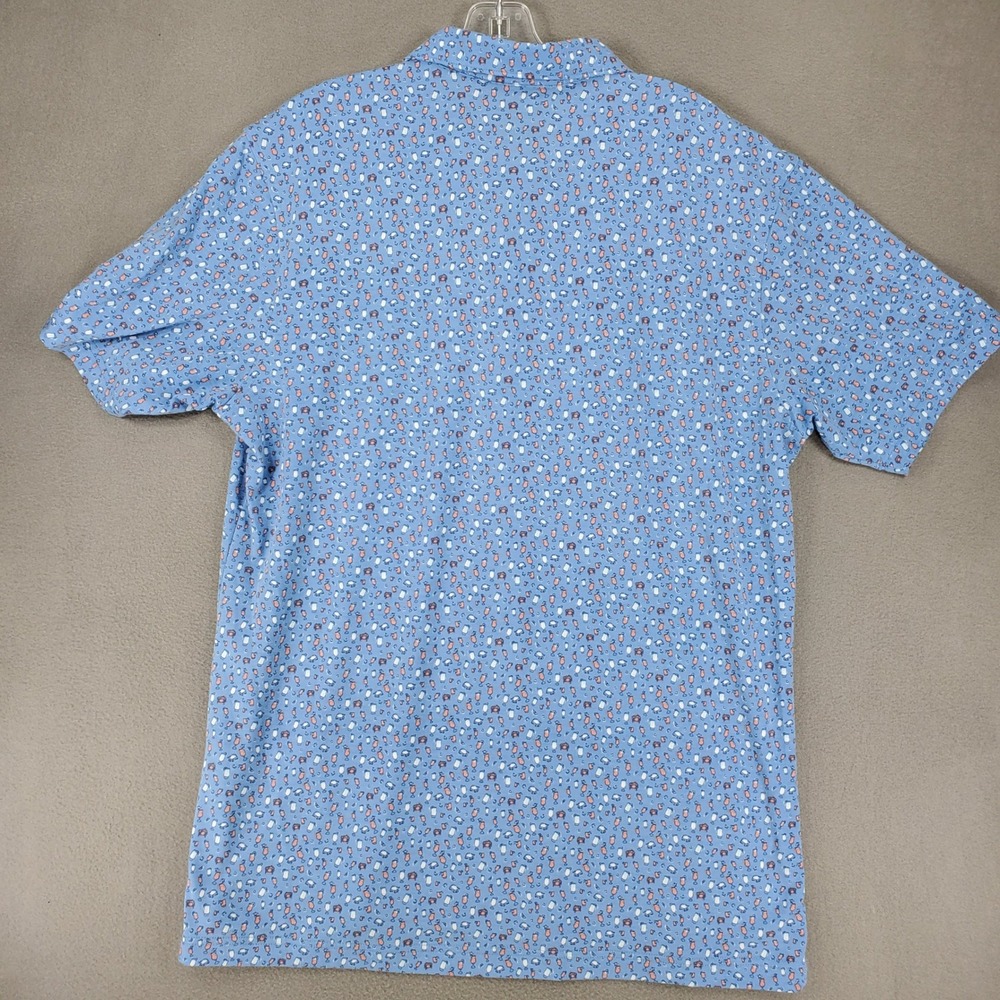 Peter Millar Polo Shirt Men M Blue Seaside Cocktail Claws Print Stretch Logo - Picture 4 of 7